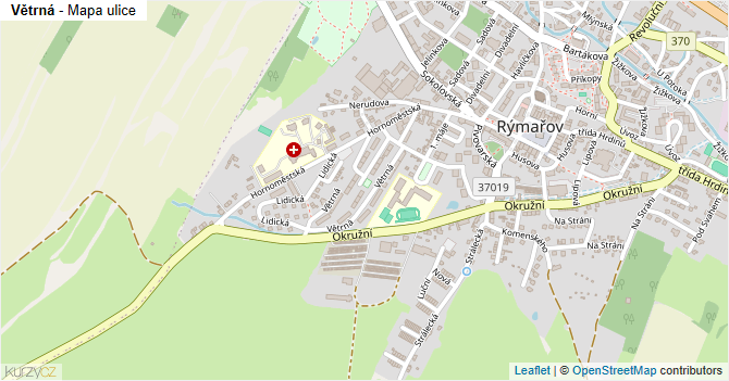 Větrná - mapa ulice