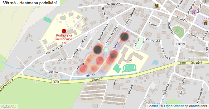Větrná - mapa podnikání