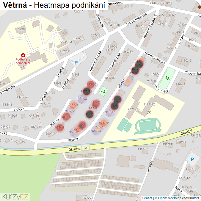 Mapa Větrná - Firmy v ulici.