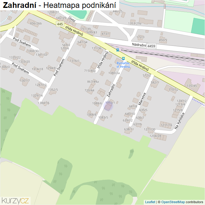 Mapa Zahradní - Firmy v ulici.