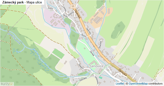 Zámecký park - mapa ulice