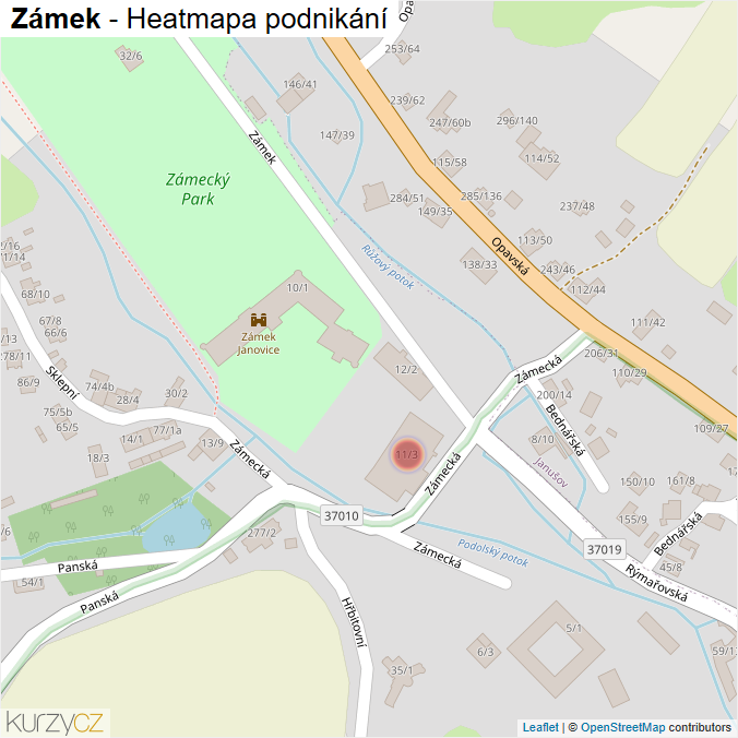 Mapa Zámek - Firmy v ulici.
