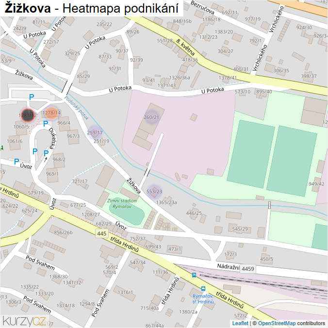 Mapa Žižkova - Firmy v ulici.