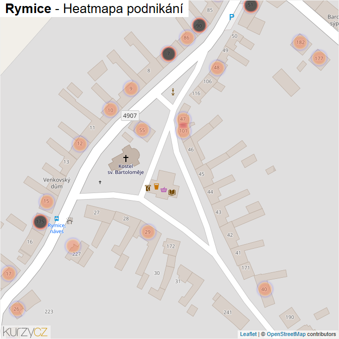 Mapa Rymice - Firmy v obci.