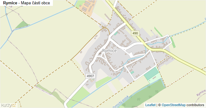 Rymice - mapa části obce
