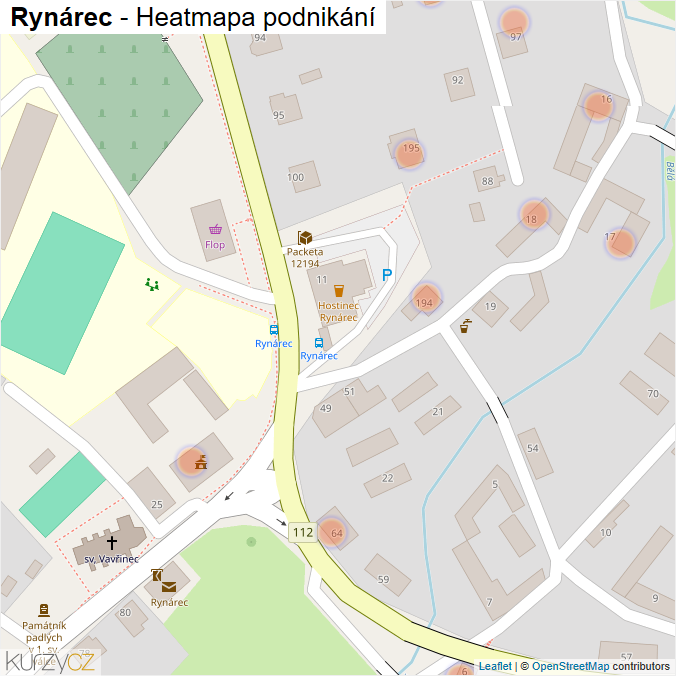 Mapa Rynárec - Firmy v obci.
