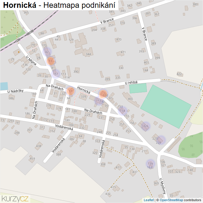 Mapa Hornická - Firmy v ulici.