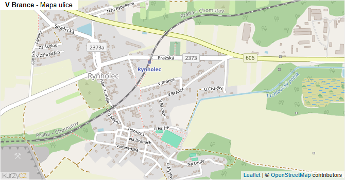 V Brance - mapa ulice