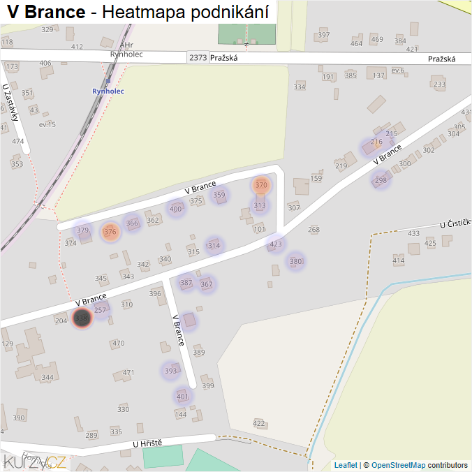 Mapa V Brance - Firmy v ulici.