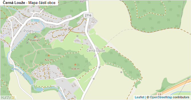 Černá Louže - mapa části obce