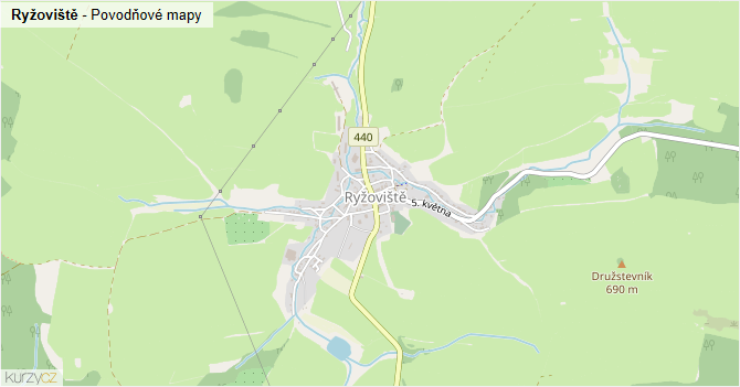 Ryžoviště - záplavové mapy stoleté vody