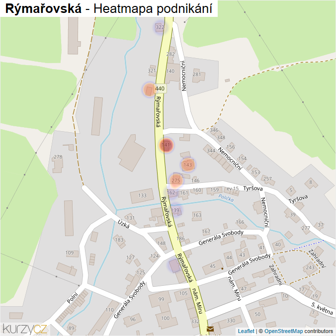 Mapa Rýmařovská - Firmy v ulici.