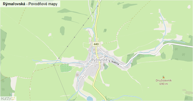 Rýmařovská - záplavové mapy stoleté vody