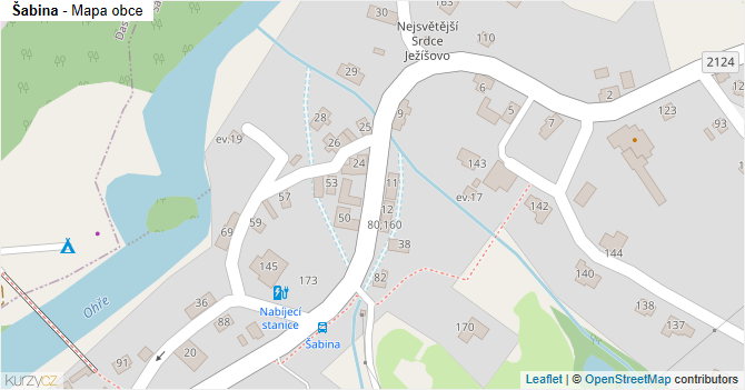 Šabina - mapa obce