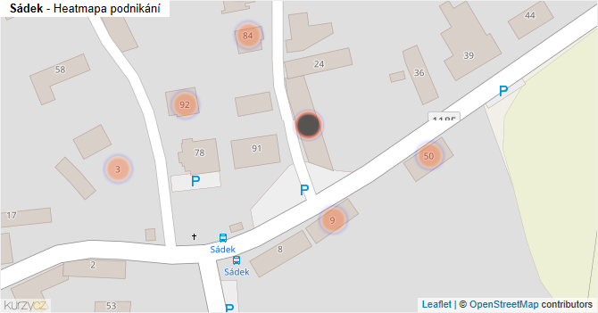 Sádek - mapa podnikání