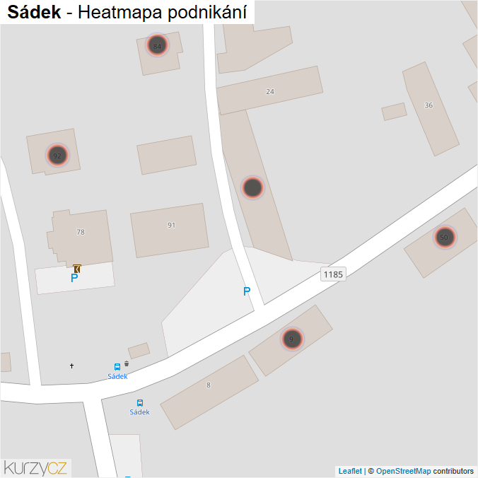 Mapa Sádek - Firmy v obci.