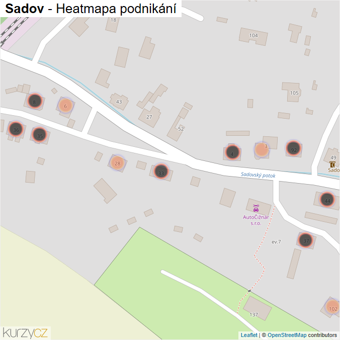 Mapa Sadov - Firmy v obci.