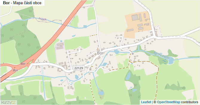 Bor - mapa části obce
