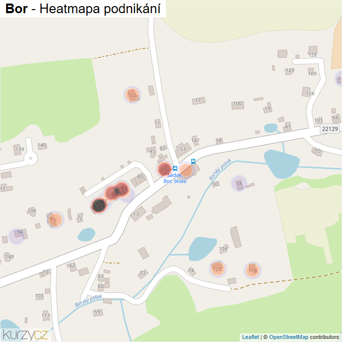 Mapa Bor - Firmy v části obce.