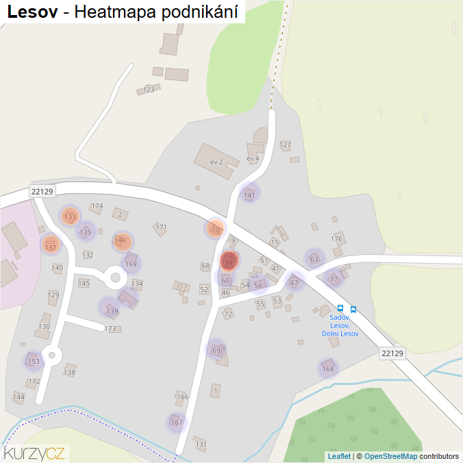 Mapa Lesov - Firmy v části obce.