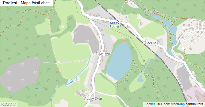 Podlesí - mapa části obce