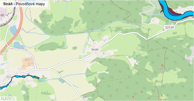 Stráň - záplavové mapy stoleté vody