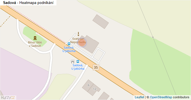 Sadová - mapa podnikání