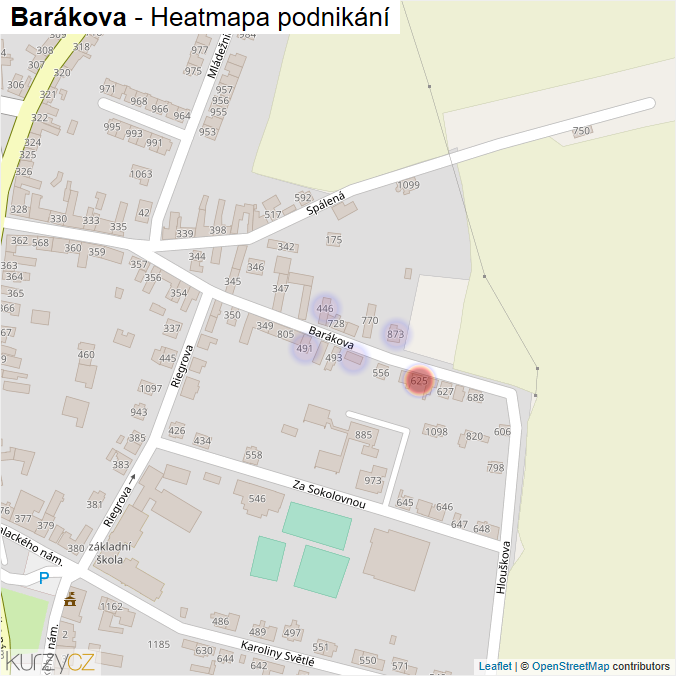 Mapa Barákova - Firmy v ulici.