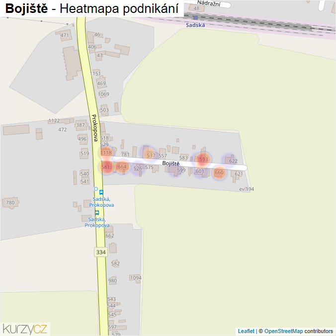 Mapa Bojiště - Firmy v ulici.