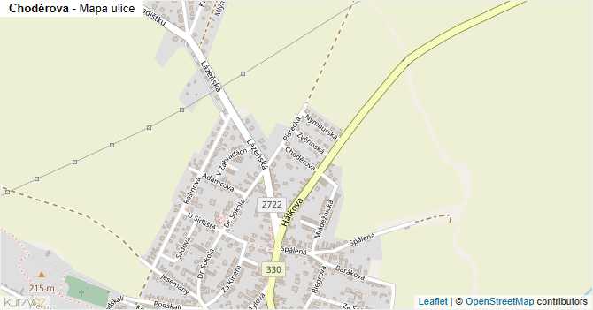 Choděrova - mapa ulice