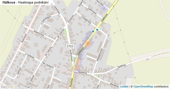 Hálkova - mapa podnikání