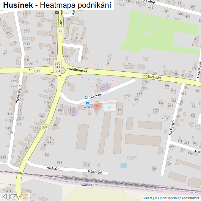 Mapa Husínek - Firmy v ulici.