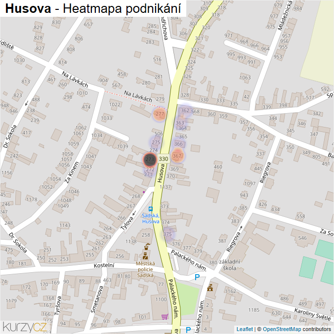 Mapa Husova - Firmy v ulici.