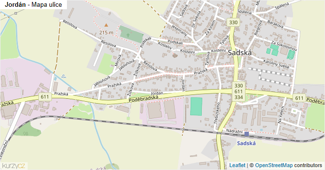 Jordán - mapa ulice