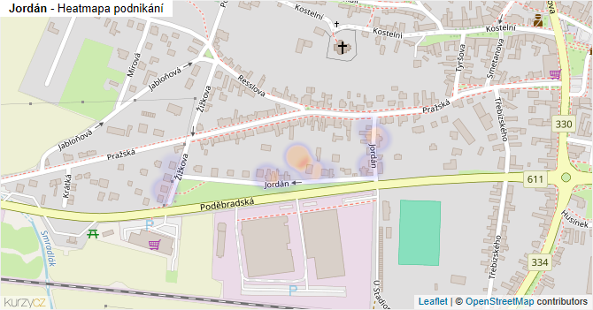 Jordán - mapa podnikání