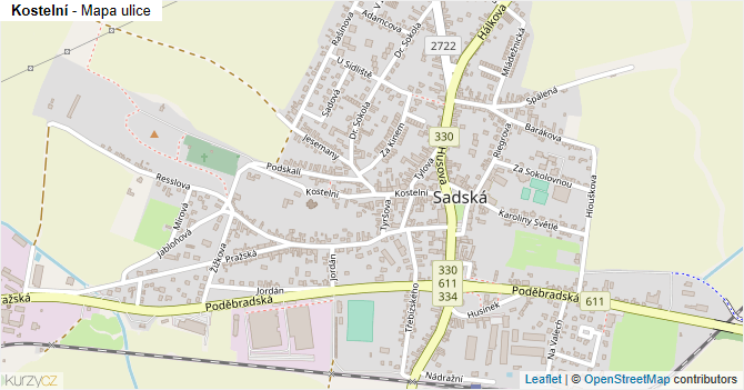 Kostelní - mapa ulice