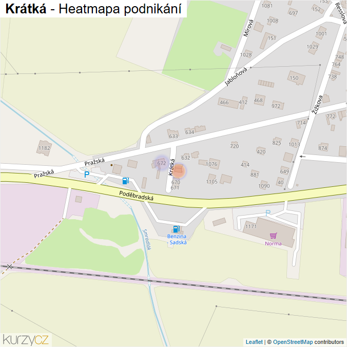 Mapa Krátká - Firmy v ulici.