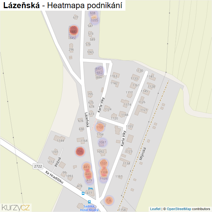 Mapa Lázeňská - Firmy v ulici.