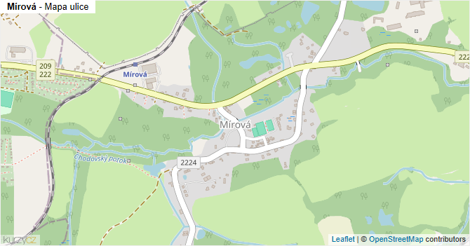 Mírová - mapa ulice
