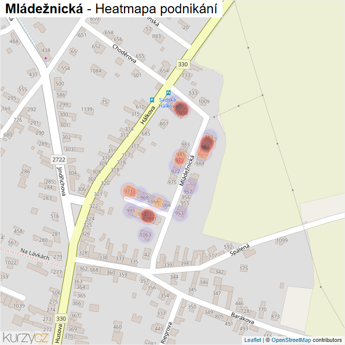 Mapa Mládežnická - Firmy v ulici.
