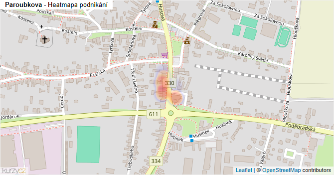 Paroubkova - mapa podnikání