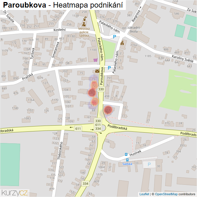 Mapa Paroubkova - Firmy v ulici.