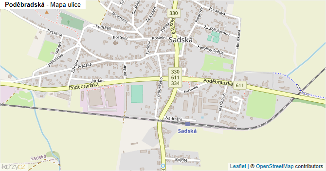 Poděbradská - mapa ulice