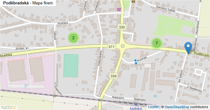 Poděbradská - mapa firem