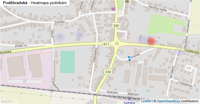 Poděbradská - mapa podnikání