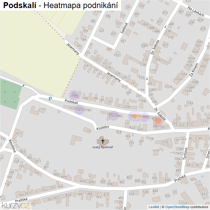 Mapa Podskalí - Firmy v ulici.