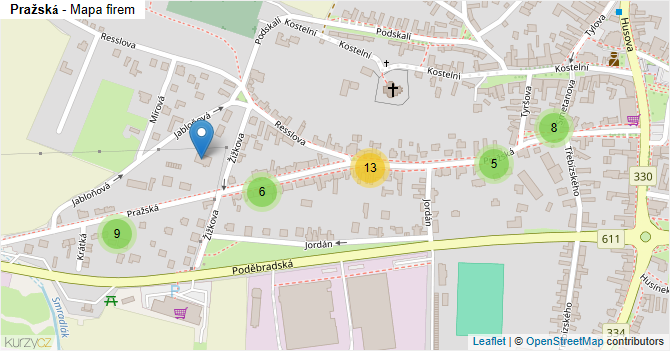 Pražská - mapa firem