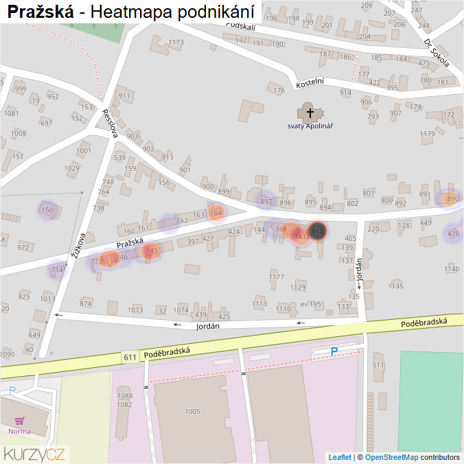 Mapa Pražská - Firmy v ulici.