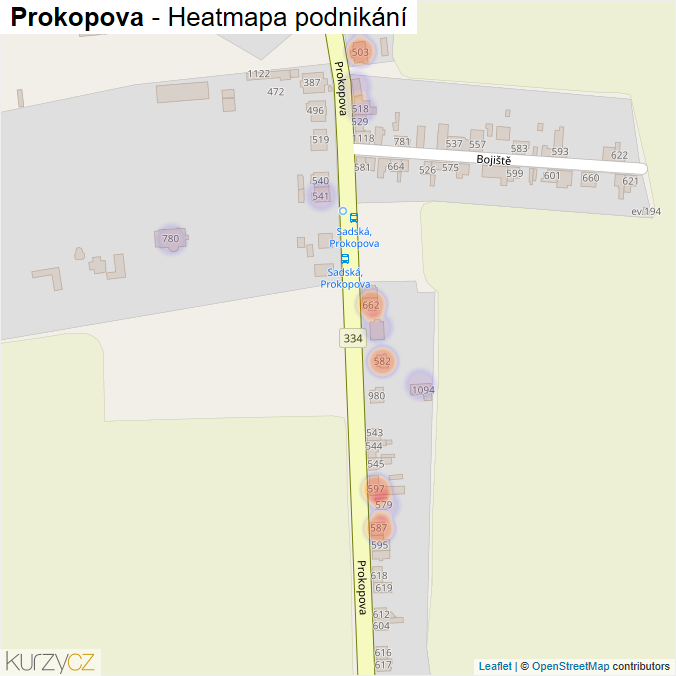 Mapa Prokopova - Firmy v ulici.