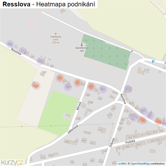 Mapa Resslova - Firmy v ulici.